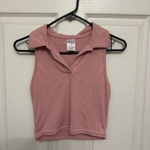 Ribbed Collared Golf Crop Top